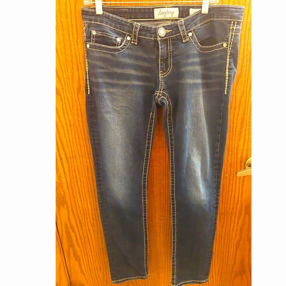 Daytrip Aries Skinny Jeans Womens 30R Dark Wash Stretch Denim Y2K Buckle